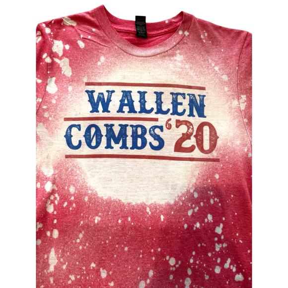 Wallen Combs ‘20 Bleached Graphic Tee Small Red Country Music Shirt Anvil USA - Picture 2 of 5